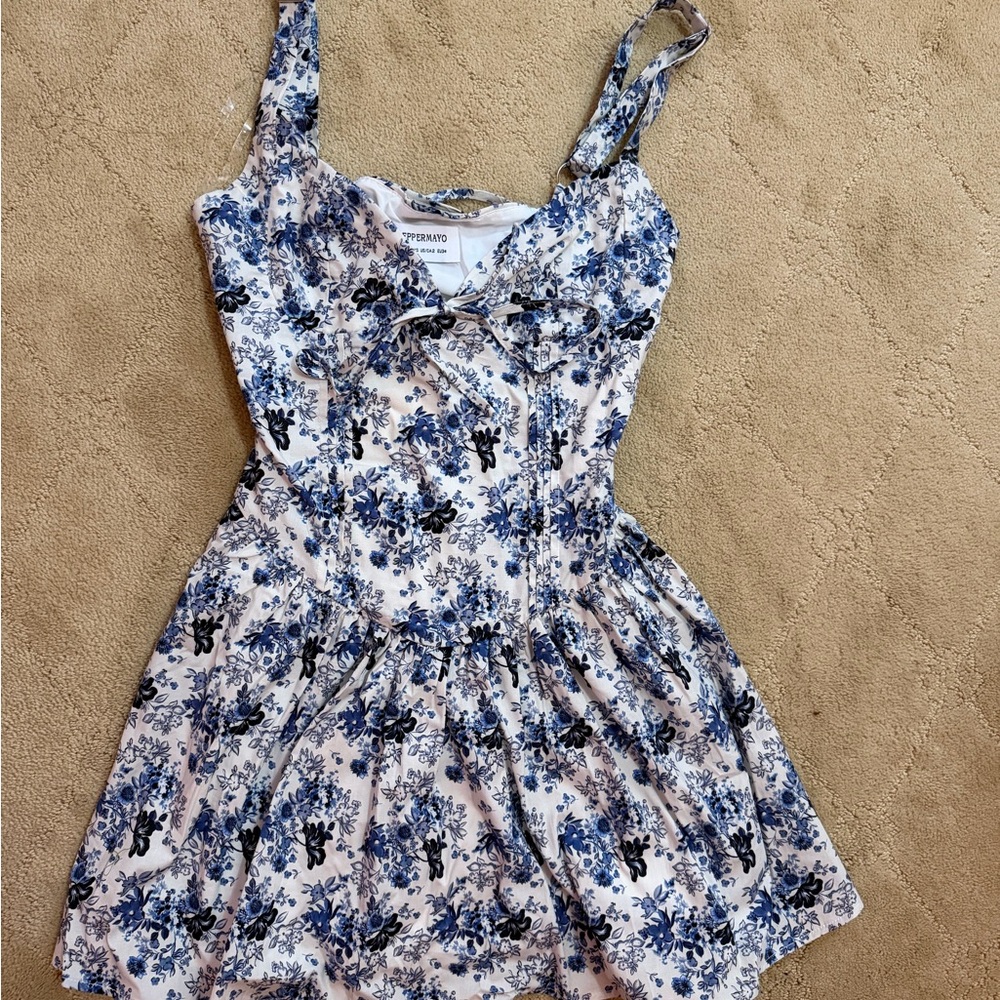 Peppermayo Blue and White Floral Dress